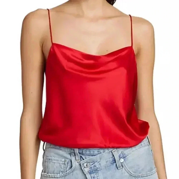 Vintage Victoria Secret Medium Red Silk Gold Label Flowy Lingerie Tank Top‎ - Picture 1 of 7